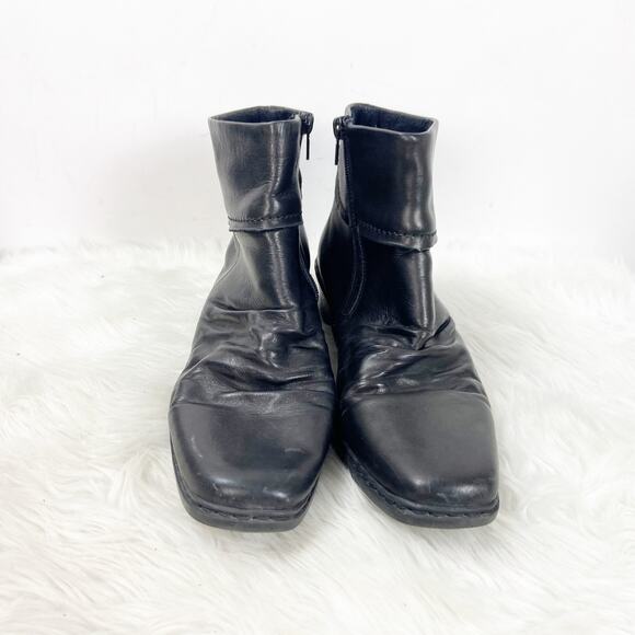 Rieker 41 EU 9 US Womens Black Leather Square Toe Ankle Booties - Picture 6 of 10